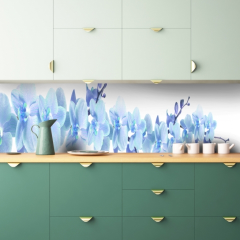 Küchenrückwand Blaue Orchideen