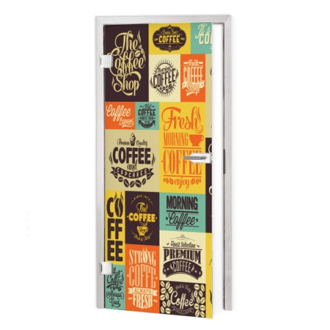 glastür folie Retro Kaffee Design