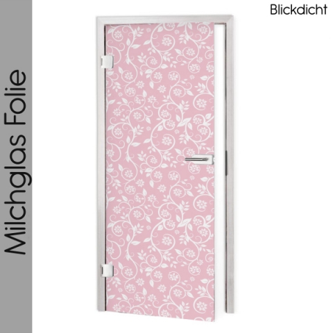 Glastür Folie Rosa White Floral Maßanfertigung