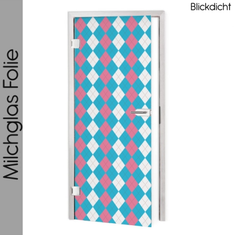 Glastür Folie Blau Pink Argyle Stil Maßanfertigung