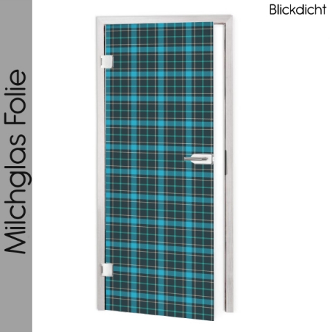 Glastür Folie Blue Tartan Maßanfertigung