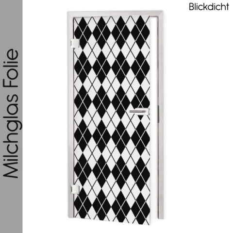 Glastür Folie Black White Argyle Maßanfertigung