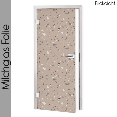 Glastür Folie Beige Terrazzo Stein Maßanfertigung