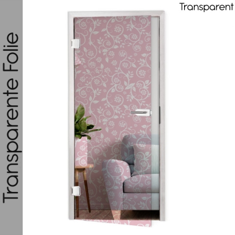 Glastür Folie Rosa White Floral nach Maß