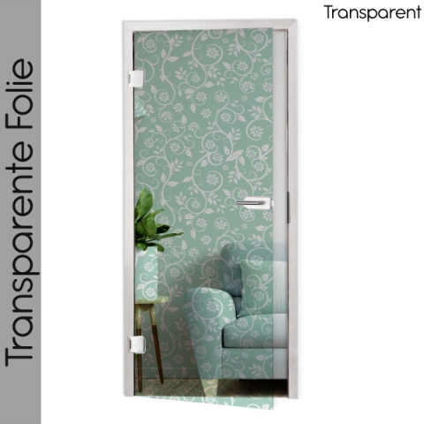 Glastür Folie Floral in Mint nach Maß