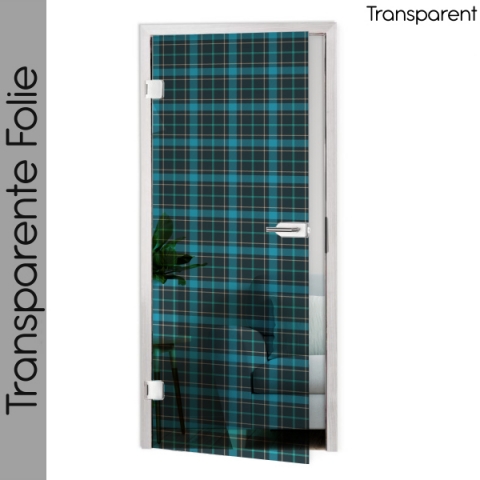 Glastür Folie Blue Tartan nach Maß