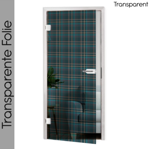 Glastür Folie Dunkelgrün Tartan nach Maß