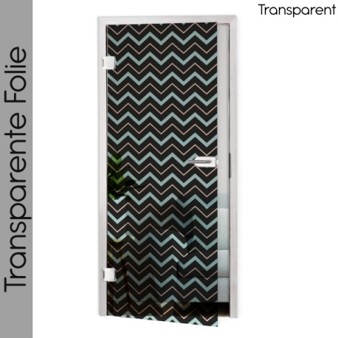 Glastür Folie Black Chevron nach Maß