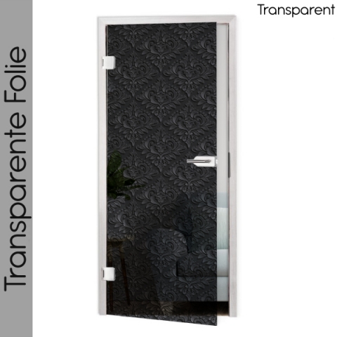 Glastür Folie Black Damask nach Maß