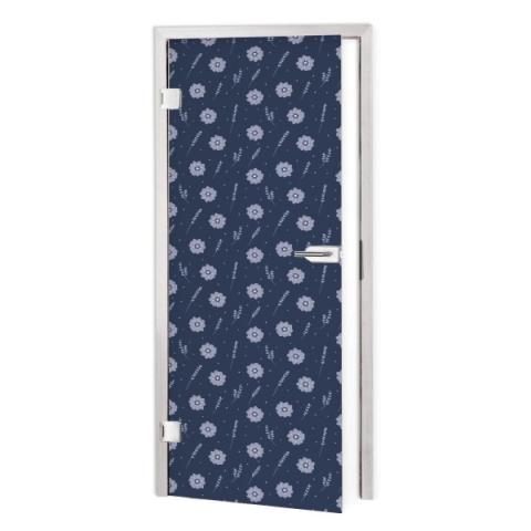 Glastür Folie Blumen Navy Stil