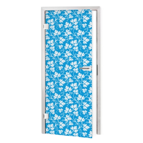 Glastür Folie Knall Blau Floral