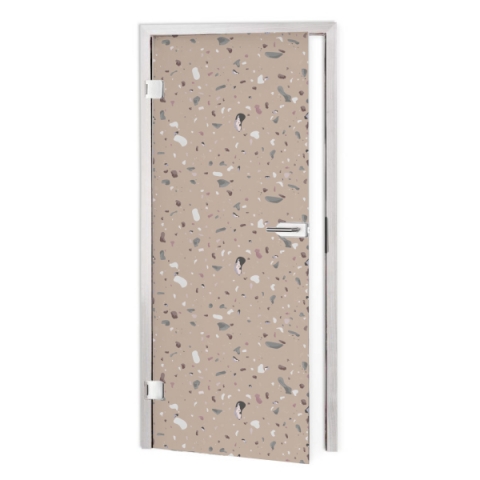 Glastür Folie Beige Terrazzo Stein