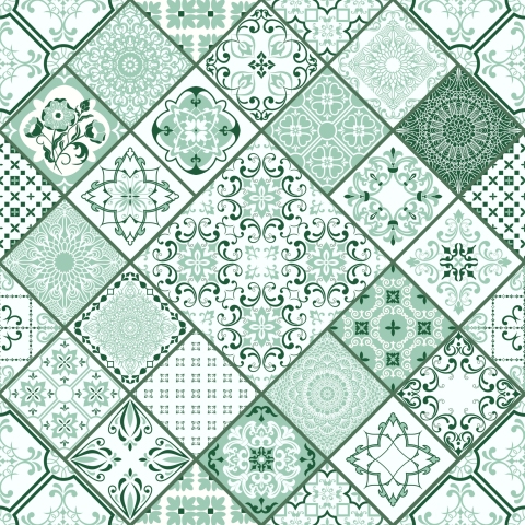 Glastür Folie Mint Patchwork Kachel