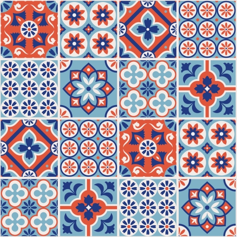 Glastür Folie Mexican Tiles