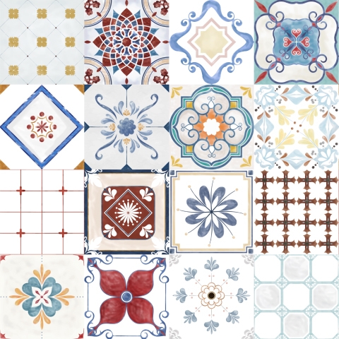 Glastür Folie Azulejo Patchwork