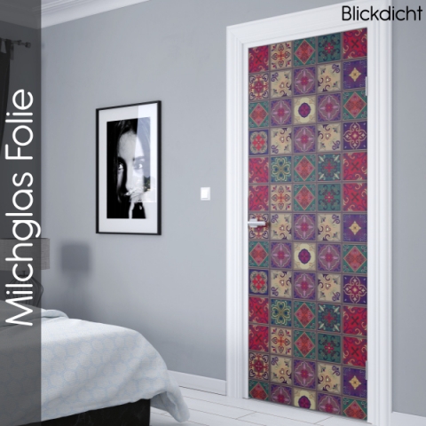 Glastür Folie Indische Patchwork Fliese nach Maß