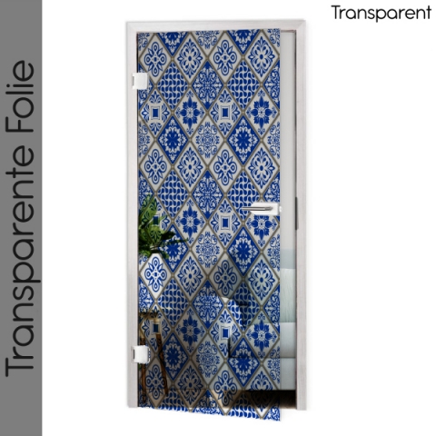 Glastür Folie Blue Design Patchwork Maßanfertigung