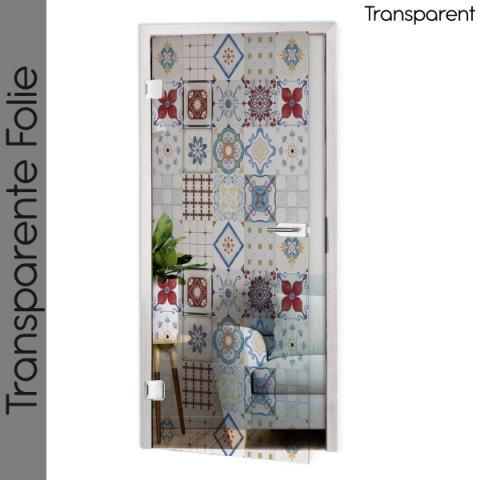 Glastür Folie Azulejo Patchwork Maßanfertigung