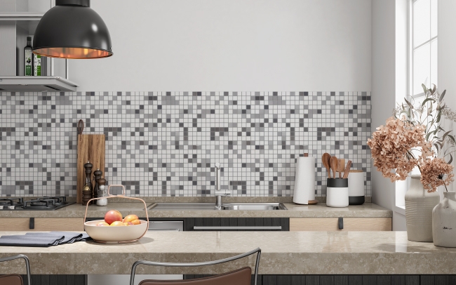 Küchenrückwand Weiß Grau Mosaik