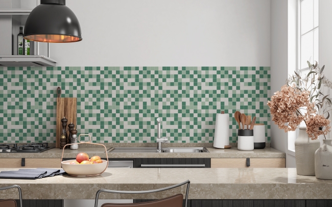 Küchenrückwand Grün Beige Mosaik
