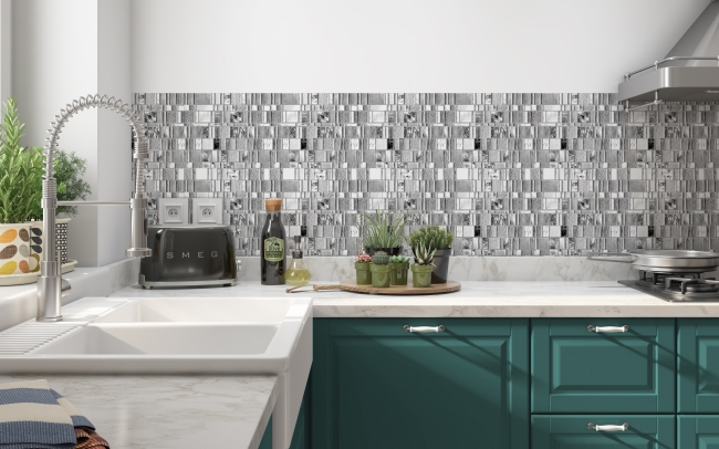 Küchenrückwand Silber Mosaiksteine