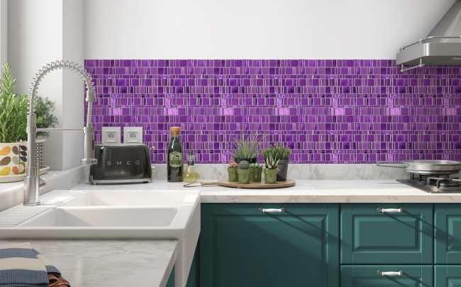 Küchenrückwand Lila Modern Mosaik