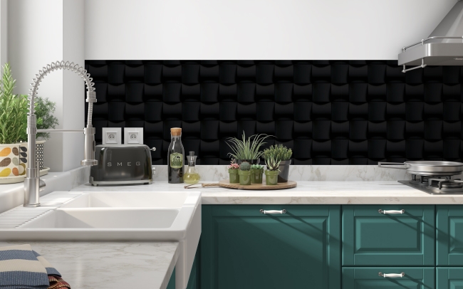 Küchenrückwand 3D Schwarz Mosaik