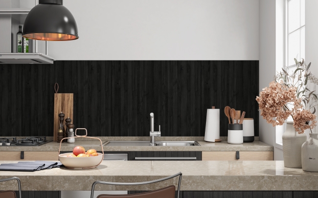 Küchenrückwand Schwarze Holzplatte