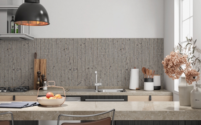 Küchenrückwand Graue Holzplatten
