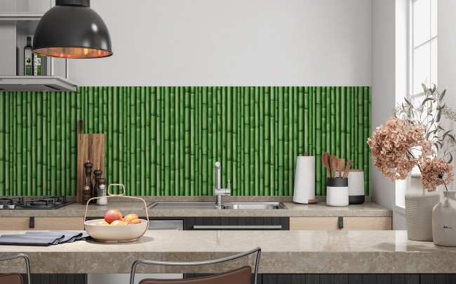 Küchenrückwand Grüne Bambusstäbe