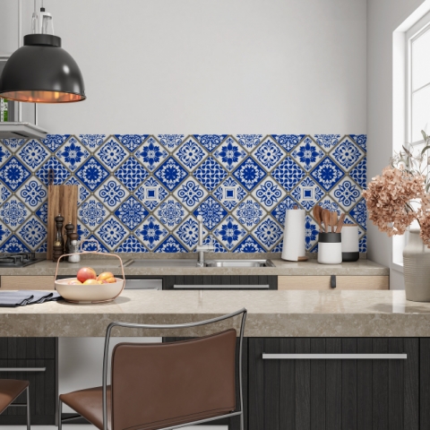 Küchenrückwand Blue Design Patchwork