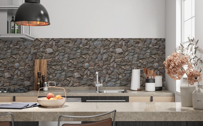 Spritzschutz Küche Römische Steinmauer