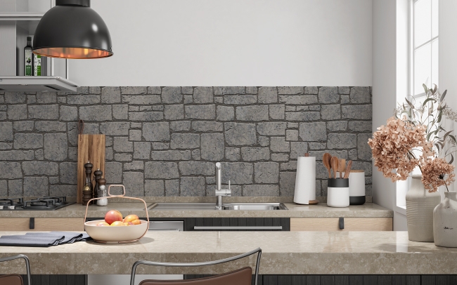 Spritzschutz Küche Rustikale Steinwand