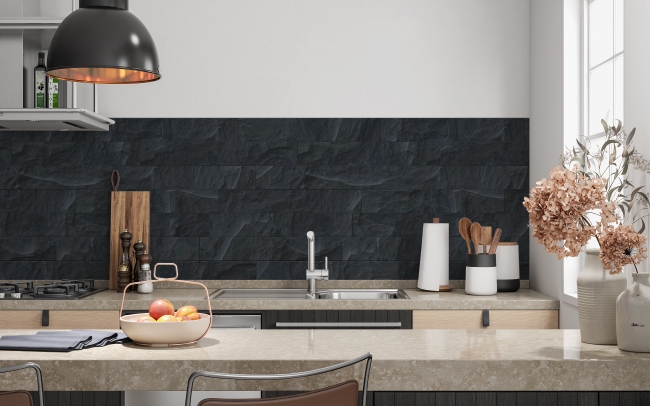Küchenrückwand 3D Schwarze Steine