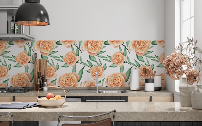 Küchenrückwand Watercolor Rose