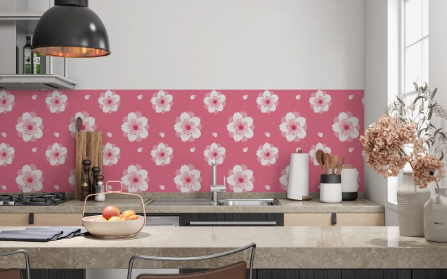 Küchenrückwand Pinke Blumen