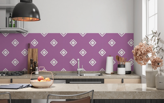 Küchenrückwand Violett Weiß Karo