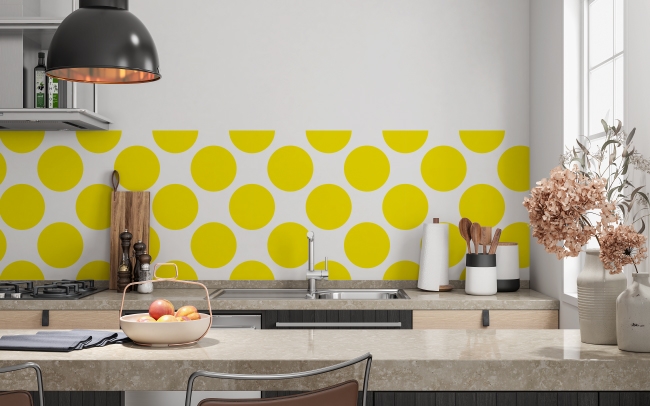 Küchenrückwand Gelbe Polka Dots