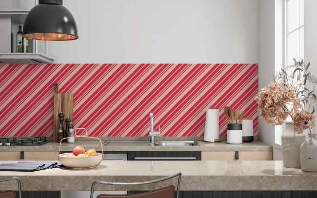Küchenrückwand Linien Rotrosa