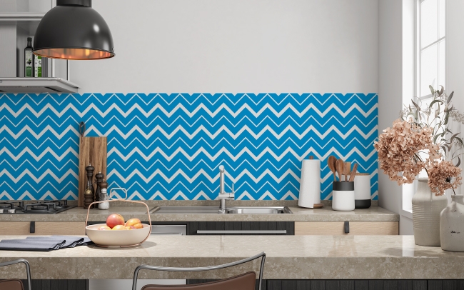 Küchenrückwand Blauer Chevron Zick Zack