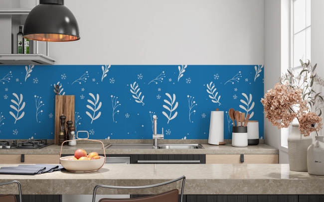 Küchenrückwand Blaue Schneepflanzen