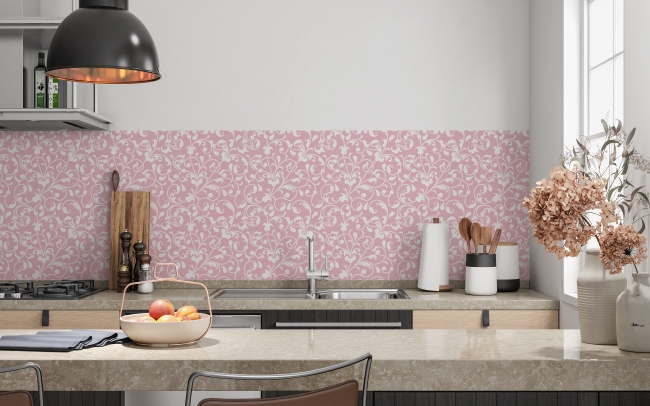 Küchenrückwand Rosa Floral Abstrakt