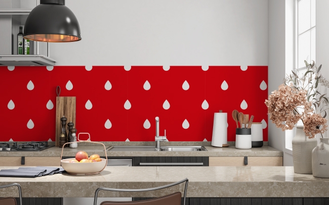 Küchenrückwand Rot Weiß Regentropfen