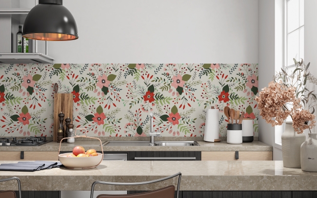 Küchenrückwand Blumenprint