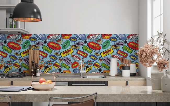 Küchenrückwand Cartoon Muster