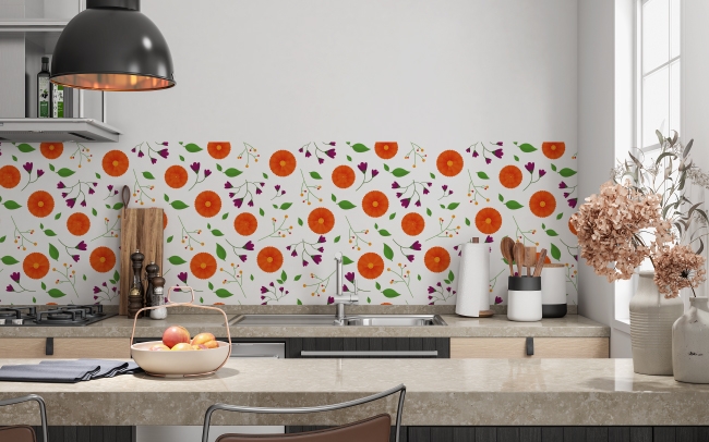 Küchenrückwand Runde Blumen