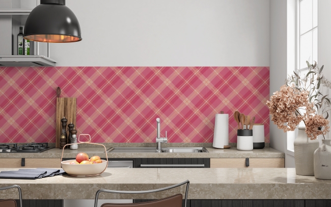 Küchenrückwand Pinke Plaid Karo