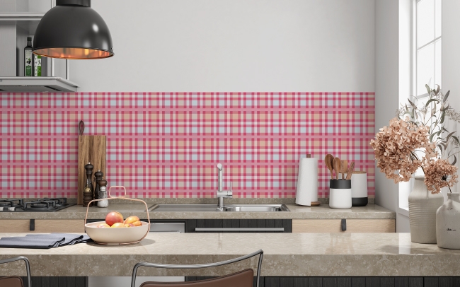 Küchenrückwand Pink Pepita Muster