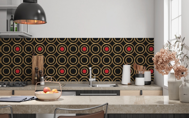 Küchenrückwand Golden Red Circle