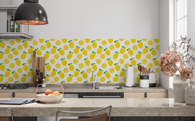 Küchenrückwand Zitronen Muster